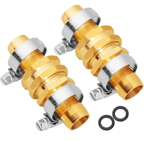 UNWAVER Garden Hose Repair Kit with Clamps Fit for 3/4 or 5/8 Brass Hose Repair Adapter Water Hose Ends Connector Replacement Fittings-2 Set