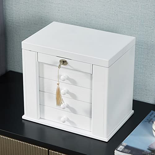 Zamykana szkatułka na biżuterię dla kobiet – elegancki, wielowarstwowy organizer na pierścionki, naszyjniki i akcesoria – idealne pudełko na prezent podróżny, stylowy design do przechowywania w d