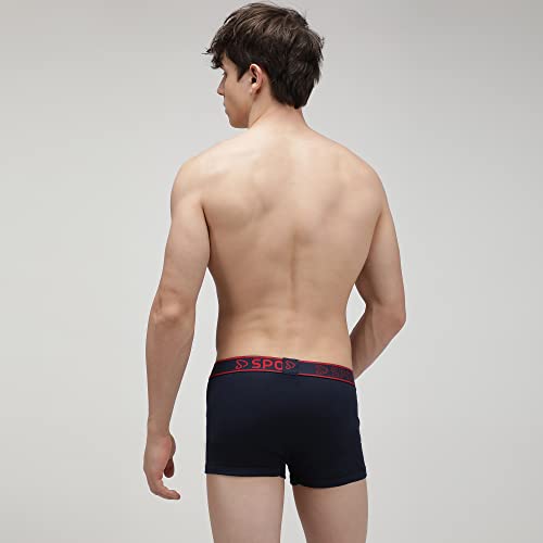 Image of sporto Men's Mid-Rise Super Soft & Comfortable Solid Cotton Square Trunks with No-Fold & No-Pinch Elastic Waistband (Combo Pack)