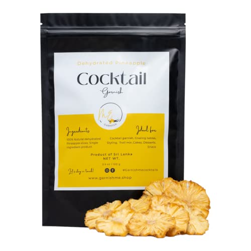 3.5 Oz Dehydrated Pineapple Slices | Over 20 Dried Pineapple Slices| Dried Pineapple Fruit | Cocktail Garnishes | Edible Cocktail Garnish| #TOP29