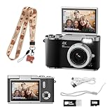 HEYMAO Kids Camera,4K Digital Camera for Photography,48MP 1080P HD Video Selfie Camera,with 180° Flip Screen Flash,with 32GB SD Card,for Starter Kid Children Teen Student Girl Boy(Black)