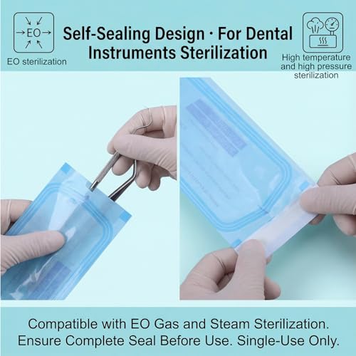 400 Stück Sterilisationsbeutel, Steriltüten Ohne Seitenfalten 90 * 260mm, Selbstklebende Sterilisationsbeutel Für Reinigungswerkzeuge, Sterilisier-Beutel Für Zahnwerkzeuge, Tattoos Oder Maniküre
