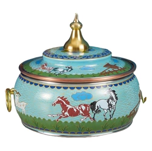 Shabu Shabu Pot， Chinese Hot Pot Single Pot Hot Pot Meal Sharing Enamel Copper Pot Traditional Stew Soup Pot Chinese Hot Pot Cooke(B)