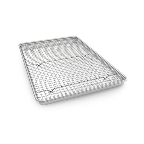 Half Sheet Pans with Rack Set, 13 Inch Commercial Quality