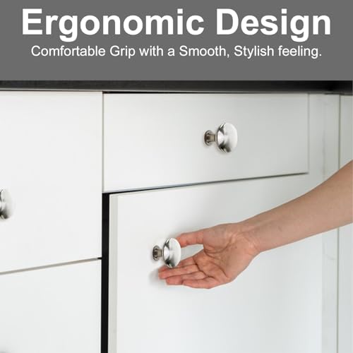 Onperpoe 4 Silver Cabinet Door Handles with Screws, Cupboard Door Knobs Polished Chrome Round Mushroom Light Pull Handles, 30mm Modern Hardware Door Knobs for Cupboards, Drawers and Wardrobes - Image 6