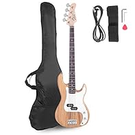 【STABLE QUALITY & GREAT FEELINGS】 The 4 string bass guitar is made of high-quality basswood on body and stable rosewood on bridge and fingerboard. The ergonomic cut surface of the full size bass guitar and 20-fert provides a fantastic fret-hand feel ...