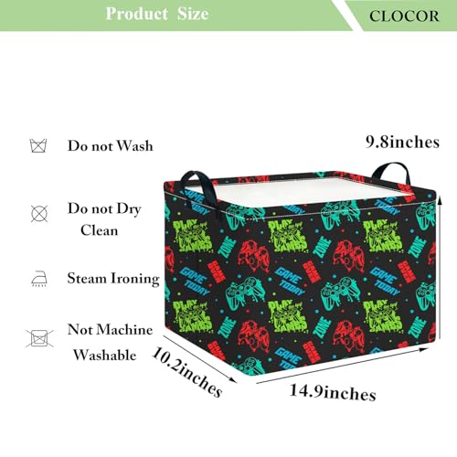 Image of CLOCOR Rectangular Storage Basket Empty,Gift Basket,Waterproof Storage Bin with Handles,Room Decor(Game On)
