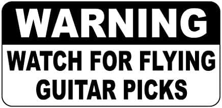 Warning Watch for Flying Guitar Picks Rust Free Aluminum Tin Sign - Humorous Decor with Pre-Drilled Holes for Indoor-Outdoor Music Studio, Concert Venue, Guitar Shop - 8x12 Inch​