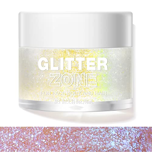 LANGMANNI Holographic Body Glitter Gel for Body, Face, Hair and Lip.Color Changing Glitter Gel Under Light. Vegan & Cruelty Free-1.35 oz (4# Sapphire Blue)
