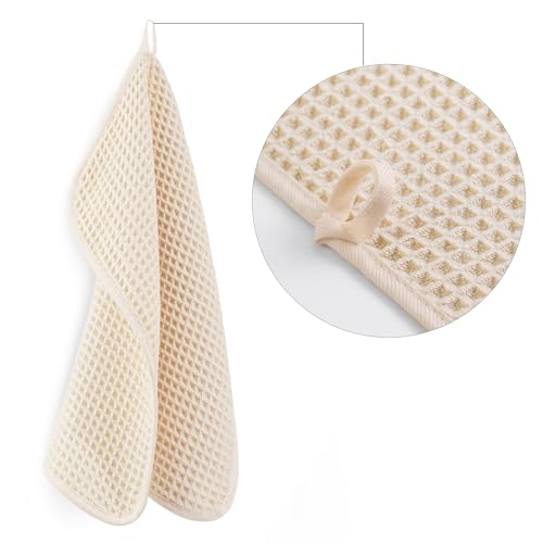 Image of POLYTE 430 GSM Microfiber Lint Free Washcloth Face Towel, 13 x 13 in, 4 Pack (Waffle Weave)