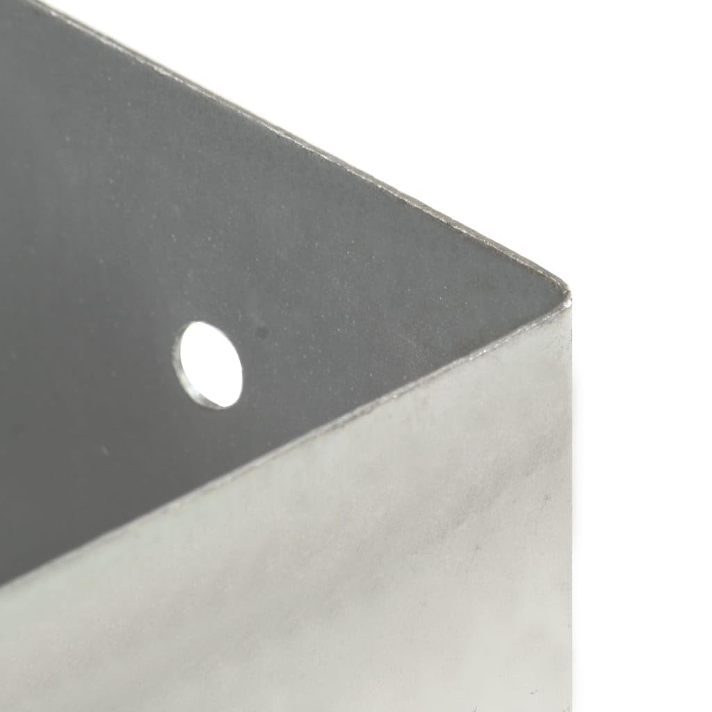 Anclaje de poste de 4 piezas, metal galvanizado para tubos cuadrados de 101 mm, galvanizado en caliente, resistente a la corrosión, para montaje en suelo en hormigón y madera, zapatos de apoyo