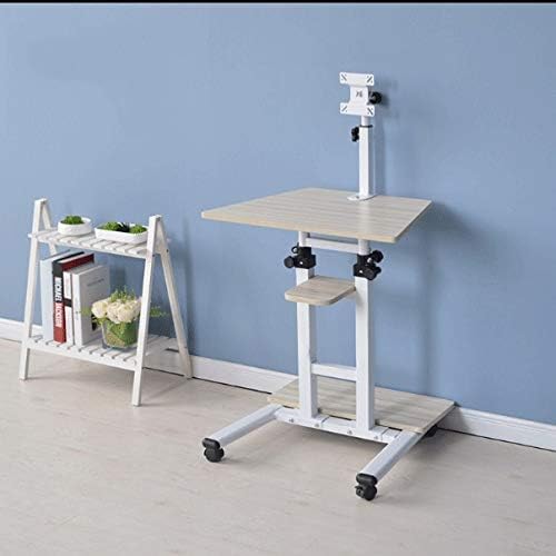 Postazione di Lavoro con Supporto Regolabile in Altezza, scrivania Mobile in Piedi, scrivania per Computer con rotelle con Doppia Superficie per l'home Office