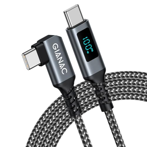 Cable USB C a USB C Largo [1.8M] 90 Grados Cable USB C Cable de Carga Rápida con Pantalla LED Cable Tipo C para MacBook Air/Pro,Samsung Galaxy,Google Pixel,Huawei,etc