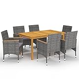 ShGaxin Juego de Comedor de jardín de 7 Piezas Gris, Conjunto Mesa Y Sillas Jardin, Mesa Terraza Exterior Y Sillas, Conjunto Terraza, Muebles Jardin Exterior - 3067772