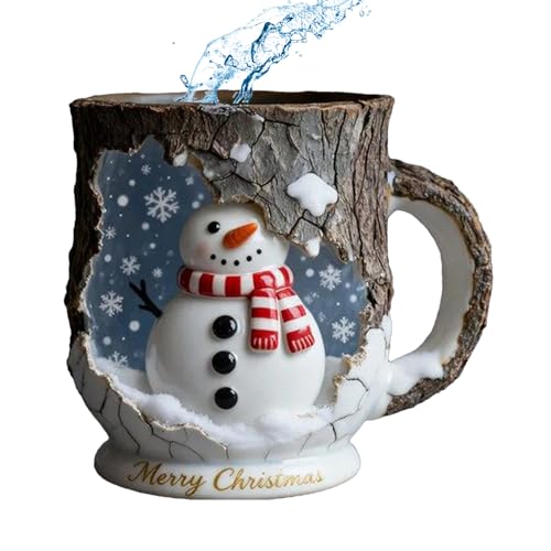 Tazas navideñas de café con textura de corteza agrietada para el hogar 6