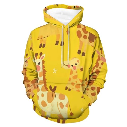 Hoodie imprimé girafe pour vos moments de détente, sweat mixte taille S confortable