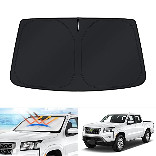 Image of KUST Windshield Sun Shade for Nissan Frontier Accessories 2022-2024 2025 2026 Window Sunshade Sun Visor Protector Foldable Blocks UV Rays Keep Car Cooler
