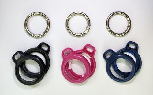 Hard Shell Kid-Proof Holder/case for AirTag - 3 Pack - Pink, Blue and Black - for Keychain, Key Ring, Backpack, Bag, Kids, Pets, cat, Dog, car image 4