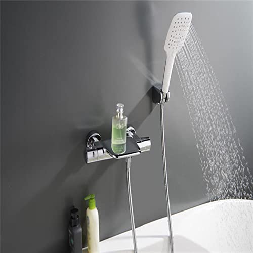 Mitigeur de douche thermostatique cascade noir et chrome avec pommeau de douche mural