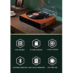 Turntable Vinyl Record Player, 3 Belt Drive Speed pour Son supérieure, de Haute qualité Cartouche céramique, Haut-Parleur stéréo, Entrée auxiliaire, RCA Out et Dust Cover - Les Beatles, Paul McCartney, John Lennon, RIngo Starr, George Harrison Turntable Vinyl Record Player, 3 Belt Drive Speed pour Son supérieure, de Haute qualité Cartouche céramique, Haut-Parleur stéréo, Entrée auxiliaire, RCA Out et Dust Cover – Image 3