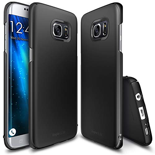 Ringke Slim Compatible with Galaxy S7 Edge Case Dazzling Slender Laser Precision Cutouts Fashionable & Classy Superior Steadfast Bolstered PC Hard Skin Cover for Galaxy S7 Edge - SF Black