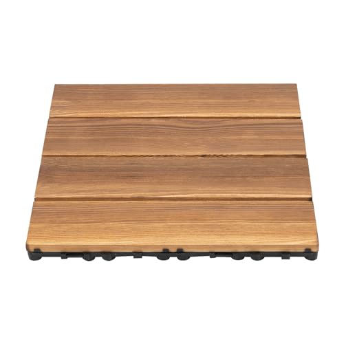 Piastrelle per terrazze, sistema a scatto, per balcone, pavimenti in legno, per esterni con superficie carbonizzata, resistente alle intemperie, rivestimento per pavimenti in balcone, assi antiscivolo