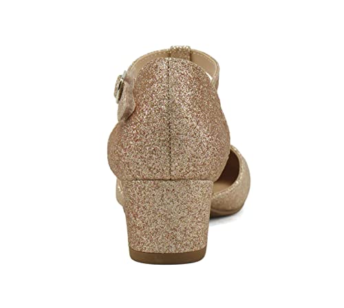 Soda Bluff-2 Kids/Children/Girls Fashion Sparkly Bling Glitter Classic T-Strap Mary Jane Block Heel Rounded Shoes2