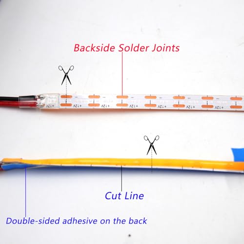 Tira LED COB 5mm 12V 400 LEDs/m 16.4FT Multicolor Flexible miniatura 6