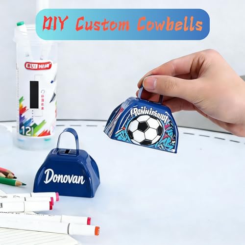 Homelavie 2pcs Cow Bell & 2pcs Jingle Bells Noise Makers Hand Percussion Loud 3 Inch Cowbell for Sporting Events, Football Games, Celebrations, Wedding, Cheering, Party, Spirit, Marathon(Blue) by Homelavie - Image 4