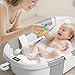 JoyYum Collapsible Baby Bathtub, Baby Tubs for Newborns with Soft Cushion & Thermometer & Toy Organizer Mesh Bag, Infant Bathtub to Toddler 0-36 Months, Portable Travel Newborn Baby Bathtubs (Grey)