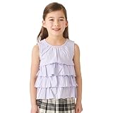 [ever closet] エバークローゼット タンクトップ キッズ 子供 女の子 ガールズ フリル付きカットソー 綿 ノースリーブ 春服 夏服 通園 通学 子供服 キッズ服 90 ラベンダー