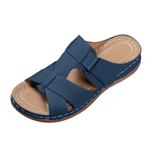 Sandales Femmes Orthopédiques Compensées Nu-Pieds, Confortables Été Plage Respirantes Semelles Épaisses Anti-dérapant Chaussures Bohemia Romain