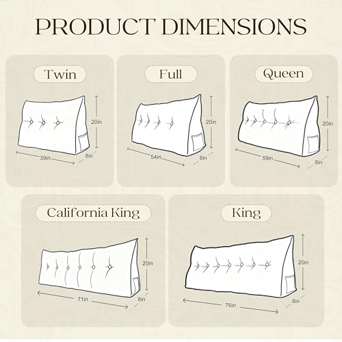WOWMAX Triangular Headboard Pillow Twin Dorm Headboard Twin XL Bed Wedge Pillow Bolster for Bed with Removable Cover, Corduroy Grey