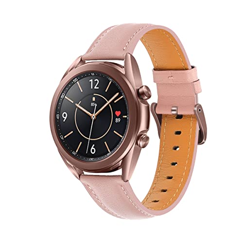 Juaupepo Echtleder Roségold Schnallen Armband Kompatibel Mit Galaxy Watch 3 41 mm 20 mm Schnellverschluss für Galaxy Watch 7 6 5 4 Classic/42 mm Smartwatch Damen und Herren