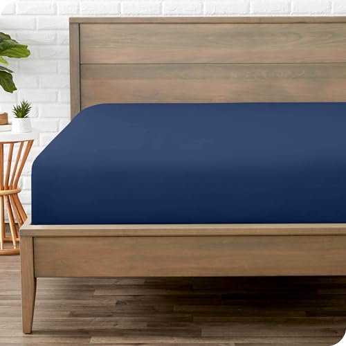 Bare Home Emperor Fitted Bottom Sheet - Premium 1800 Ultra-Soft Microfibre - Wrinkle Free - Deep Pocket 35 CM (15") - Dark Blue