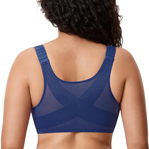 Image of DELIMIRA Women's Front Closure Posture Plunge Bras | Full Coverage, Plus Size, Underwire, No Padding Unlined, Back Support, Seamless, B-H Cups