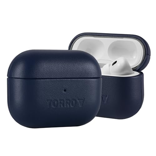 TORRO Leather Case Compatible with AirPods Pro (1st and 2nd Generation) – Genuine Leather AirPods Pro Cover (Blue)