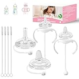 Guxetans 2+2 Straw and Sippy Cup Conversion Kit for Dr. Brown's Wide-Neck Baby Bottles, Weighted Sippy Cup Transition Kit with Handles for Kids, [Variable Flow] [Spill-Proof] [BPA-Free], 6m+