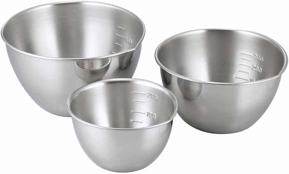 下村企販Shimomura Kihan 29131 Tsubamesanjo Ball, 25.4 fl oz (750 ml), 3-Piece Set, With Extrusion, Graduations, Made in Japan, Stainless Steel, 5.1/4.3/3.5 inches (13/11 / 9 cm)