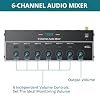 YGiTK Mini Audio Mixer, 6 Channel Stereo Line Mixer 1/4" & 1/8" TSR Audio Output Input Jack, Line Mixer Stereo/Mono Independent Control and Switch for Guitars,Bass,Keyboards, Dynamic Microphone #1