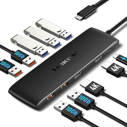 Lemorele USB C Docking Station 2 Monitore Hub, 10-in-1 USB Adapter mit 2 * 4K HDMI,3*USB 3.2(10Gbps),3*USB 2.0,PD 100W für MacBook Pro/Air/Dell/HP/Lenovo Lemorele USB C Docking Station 2 Monitore Hub, 10-in-1 USB Adapter mit 2 * 4K HDMI,3*USB 3.2(10Gbps),3*USB 2.0,PD 100W für MacBook Pro/Air/Dell/HP/Lenovo