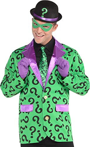 SUIT YOURSELF Party City Riddler Costume Accessory Kit for Adults - Warner Bros. DC Comics Costume Includes Hat, Tie, Gloves, & Mask - Costumes for Halloween, Birthday Parties & Themed Events