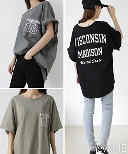 [newNE] [ニューネ] Tシャツ バック ロゴ ゆる プリント カ