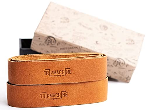 Trip Machine Company Genuine Leather Motorcycle Handlebar Anti Slip Comfortable Grips Wrap Vintage Tan