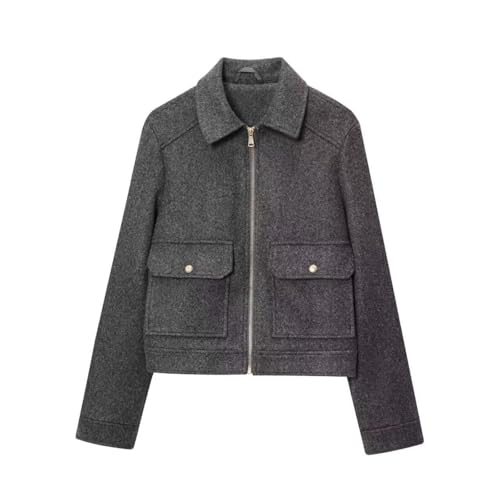 Manteau léger femme pour le printemps en ville, veste zippée mi-saison unie