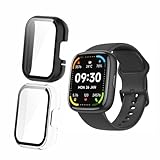 【2個入り】MIHENCE 一体型ケース 対応 ‎SAIKATI/MMBX 1.83'' IDW26 スマートウォッチ, PC素材と強化ガラスフィルム一体型 ケース 全面保護 (ブラック/トランスペアレント)