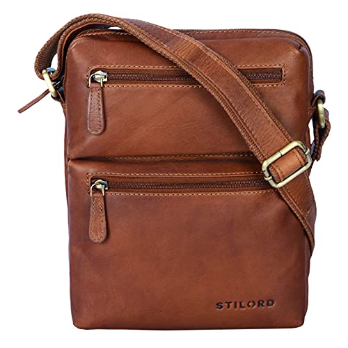 STILORD 'Moritz' Vintage Sac Bandoulière Cuir Homme Sacoche Sac à l'épaule pour Tablette iPad 10,1 Pouces Besace Sac à Main, Couleur:Cognac Marron