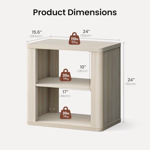 Image of ModernMate Wood End Table Set of 2, 24 inch Tall Nightstand for Bedroom, Thick 1.2 inch Top, Rounded Corner Side Table, Accent Table for Living Room, Sofa Side, Small Spaces, Beige Oak