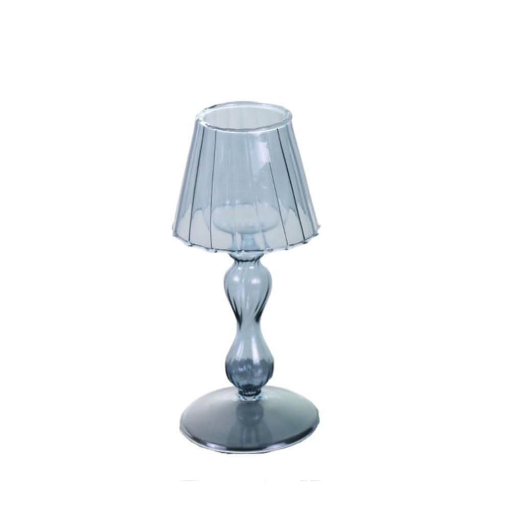 Vintage candle holder Retro Table Lamp Style Glass Candle Holder Home Decoration Personality Ornaments(Blue)