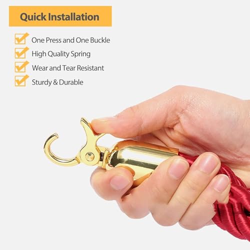 Corde de stanchion en nylon rouge 500cm aux finitions dorées luxe